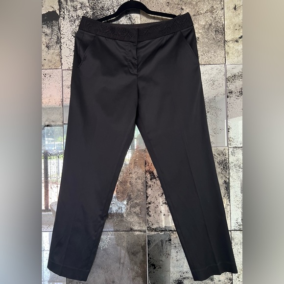 Tory Burch Black Pants with Lace Waistband Size 8 - Picture 1 of 6